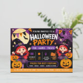 Halloweenfeest voor kinderen uitnodiging | Schatti (Staand voorkant)
