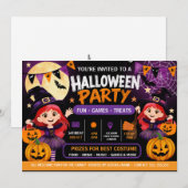 Halloweenfeest voor kinderen uitnodiging | Schatti (Voorkant / Achterkant)