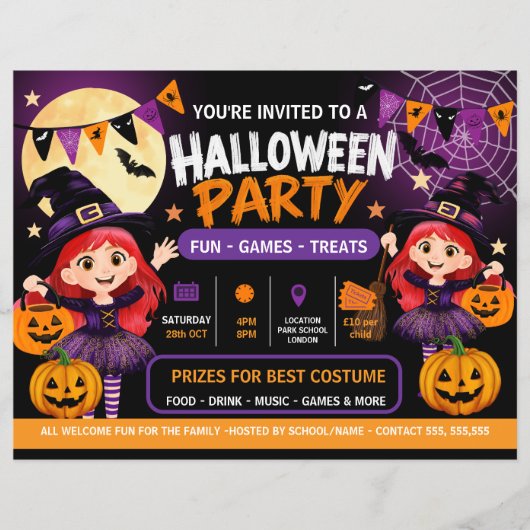 Halloweenfeest voor kinderen uitnodiging | Schatti Flyer (Voorkant)
