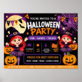 Halloweenfeest voor kinderen uitnodiging | Schatti Poster (Voorkant)