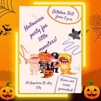 Halloweenfeest voor kleine monsters! Kinder partij Kaart