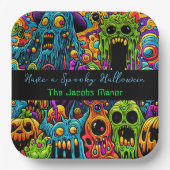 Halloweenfeest | Zombies en monsters gepersonalise Papieren Bordje (Voorkant)