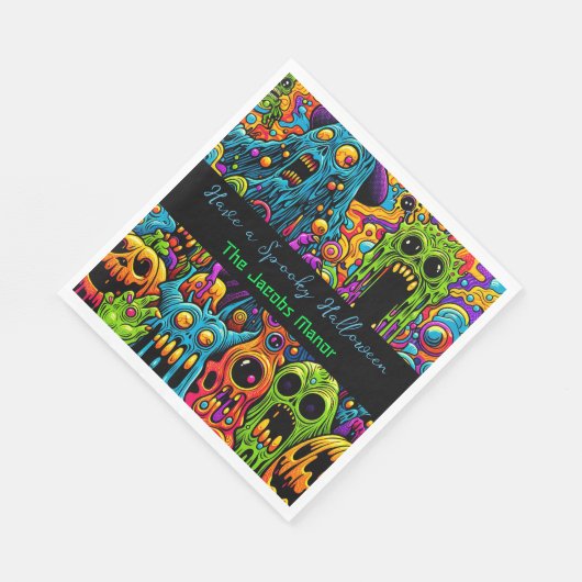 Halloweenfeest | Zombies en monsters gepersonalise Servet (Hoek)