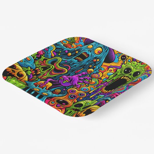 Halloweenfeest | Zombies en monsters Papieren Bordje (Gebogen)