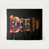 Halloweenfeest Zwarte Kat Pompoen Horror Griezelen Wandkleed (Voorkant (horizontaal))