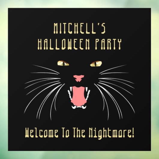 Halloweenfeest Zwarte Kat Sissend Raamsticker (Vel 3)