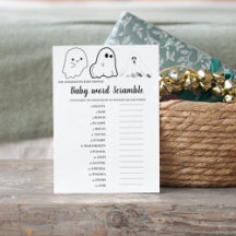 HalloweenGhost Baby scramble woord Baby shower spe