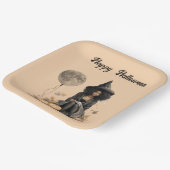 Halloweenheks en Volle-maanballon Papieren Bordje (Gebogen)