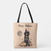  Halloweenheks en Volle-maanballon Tote Bag (Achterkant)