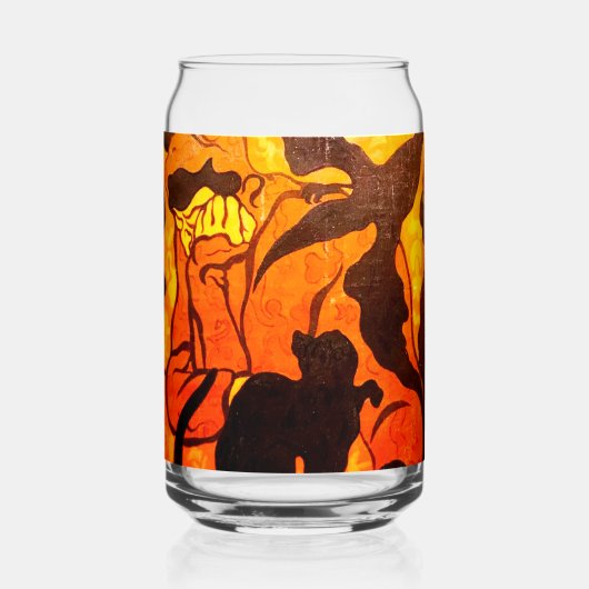 Halloweenheks met een zwarte kat blikvorm glas (Voorkant)