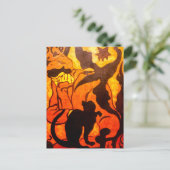 Halloweenheks met een zwarte kat briefkaart (Staand voorkant)