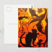 Halloweenheks met een zwarte kat briefkaart (Voorkant / Achterkant)