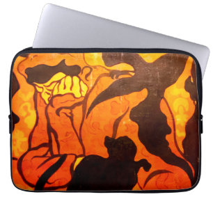 Halloweenheks met een zwarte kat laptop sleeve