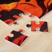 Halloweenheks met een zwarte kat legpuzzel (Zijkant)