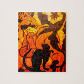 Halloweenheks met een zwarte kat legpuzzel (Verticaal)