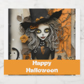 Halloweenheks met pompoenen bier etiket (Enkel label)