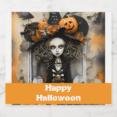Halloweenheks met pompoenen bier etiket (Enkel label)