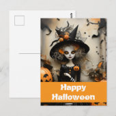 Halloweenheks met pompoenen briefkaart (Voorkant / Achterkant)