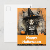 Halloweenheks met pompoenen briefkaart (Voorkant / Achterkant)