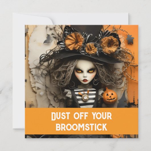 Halloweenheks met pompoenen kaart (Voorkant)