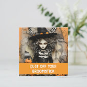 Halloweenheks met pompoenen kaart (Staand voorkant)