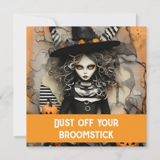 Halloweenheks met pompoenen kaart (Voorkant)