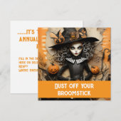 Halloweenheks met pompoenen kaart (Voorkant / Achterkant)