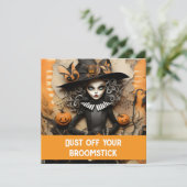 Halloweenheks met pompoenen kaart (Staand voorkant)
