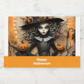 Halloweenheks met pompoenen likeurfles etiket (Enkel label)