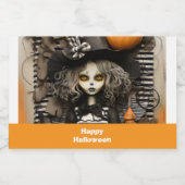 Halloweenheks met pompoenen likeurfles etiket (Enkel label)