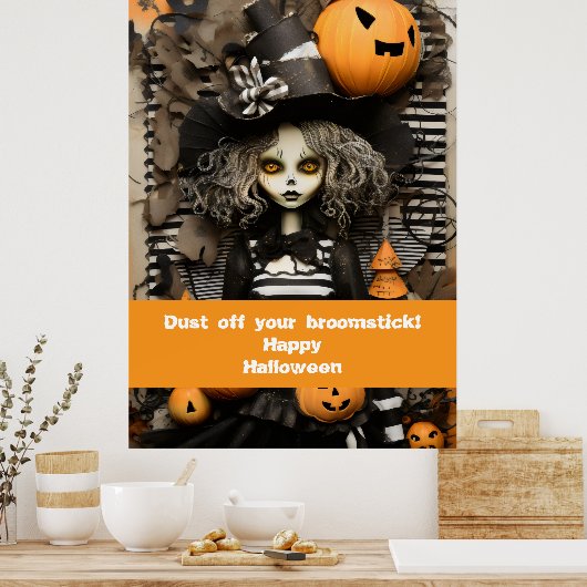 Halloweenheks met pompoenen poster (Keuken)