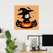 Halloweenheks met pompoenen poster (Thuiskantoor)