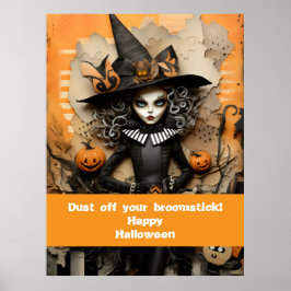 Halloweenheks met pompoenen poster