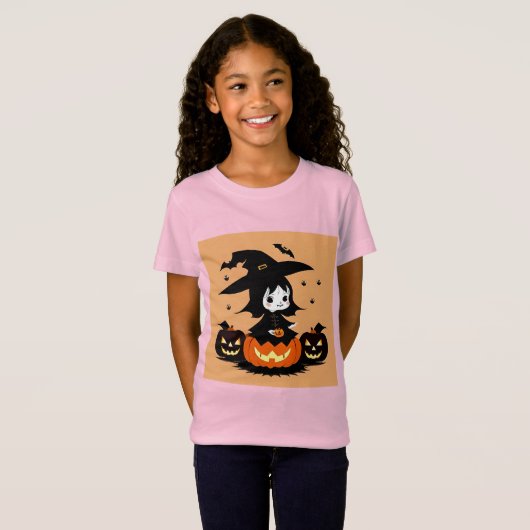 Halloweenheks met pompoenen t-shirt (Voorkant volledig)