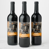 Halloweenheks met pompoenen wijn etiket (Flessen)