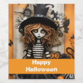 Halloweenheks met pompoenen wijn etiket (Enkel label)