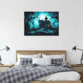 Halloweenhuis bij Blue Dusk Canvas Afdruk (Insitu (Slaapkamer))