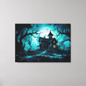 Halloweenhuis bij Blue Dusk Canvas Afdruk (Voorkant)