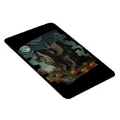 Halloweenhuis met pompoenen en volle maan magneet (Rechterzijde)