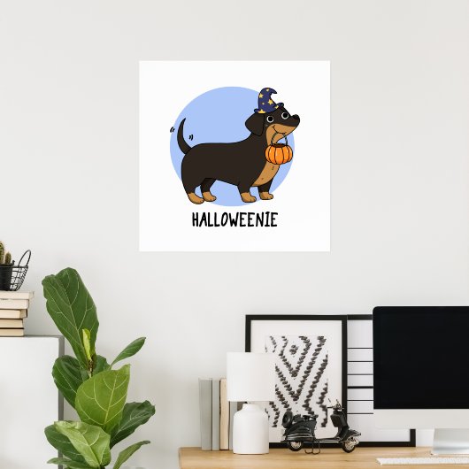 Halloweenie Funny Sausage Dog Pun Poster (Thuiskantoor)