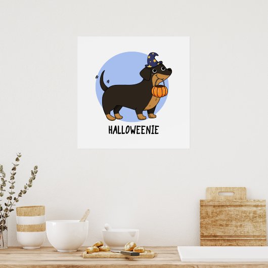 Halloweenie Funny Sausage Dog Pun Poster (Keuken)
