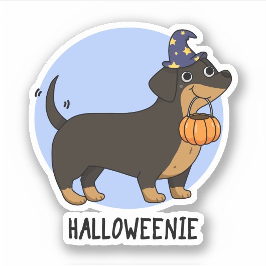 Halloweenie Funny Sausage Dog Pun Sticker (Voorkant)