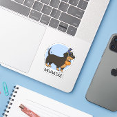 Halloweenie Funny Sausage Dog Pun Sticker (Laptop met iPhone)