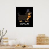 Halloweenie Grappige Worst Hond Pun Donkere BG Poster (Keuken)