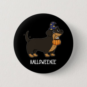 Halloweenie Grappige Worst Hond Pun Donkere BG Ronde Button 5,7 Cm