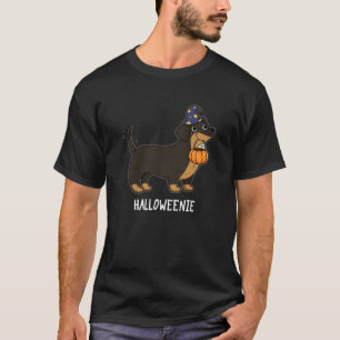 Halloweenie Grappige Worst Hond Pun Donkere BG T-shirt