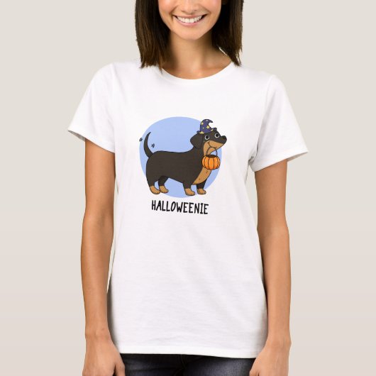 Halloweenie Grappige Worst Hond Pun T-shirt (Voorkant)