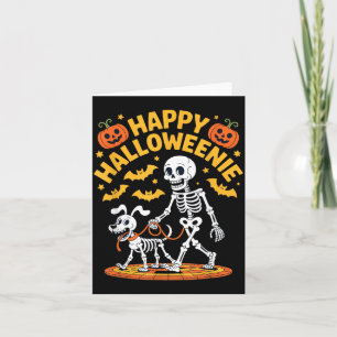 Halloweenie Skelet Wandeling Grappige Hond Liefheb Kaart