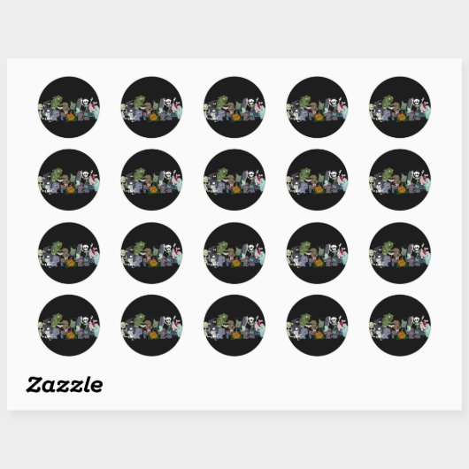 Halloweenies groepsfoto ronde sticker (Vel)