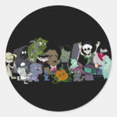Halloweenies groepsfoto ronde sticker (Voorkant)
